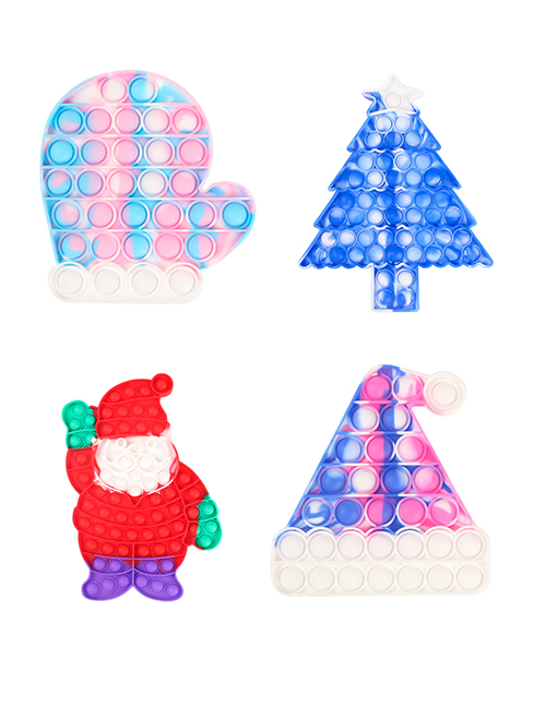 Fashion Blue And White Tie-dye Christmas Hat Christmas Silicone Push Toys
